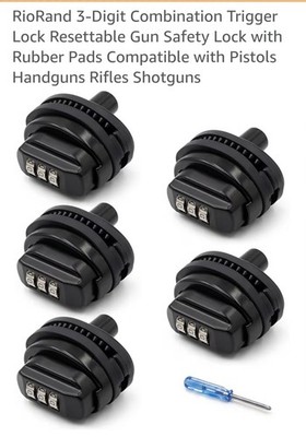 Rio Rand Trigger Lock 3 Digit Set Your Own Combination Gun Lock.  Set Of 5 New