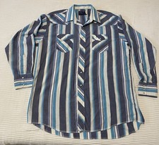 Vintage 90s Wrangler X-Long Tail Blue White Purple Pearlsnap Western Shirt