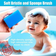 Baby Cradle Cap Brush Set, 5 Pcs Blue Bristle Silicone Comb Newborn Bath