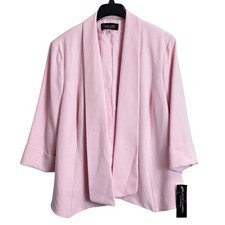 NEW Black Label by Evan-Picone Baby Pink Shawl Collar Open Front Blazer 18W