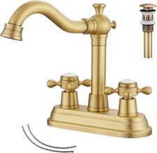 GGStudy Bathroom Faucet Antique Brass 2 Handles 4 Inches