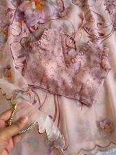Digital Print Organza Saree Women Handwork Katdana Border Sari with Blouse Piece