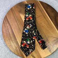Vintage The Disney Store Tie Mens One Size Black Silk Mickey Mouse Novelty 90s
