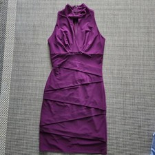White House Black Market Purple Tiered Instantly Slimming Dress Size 8 Sheath...