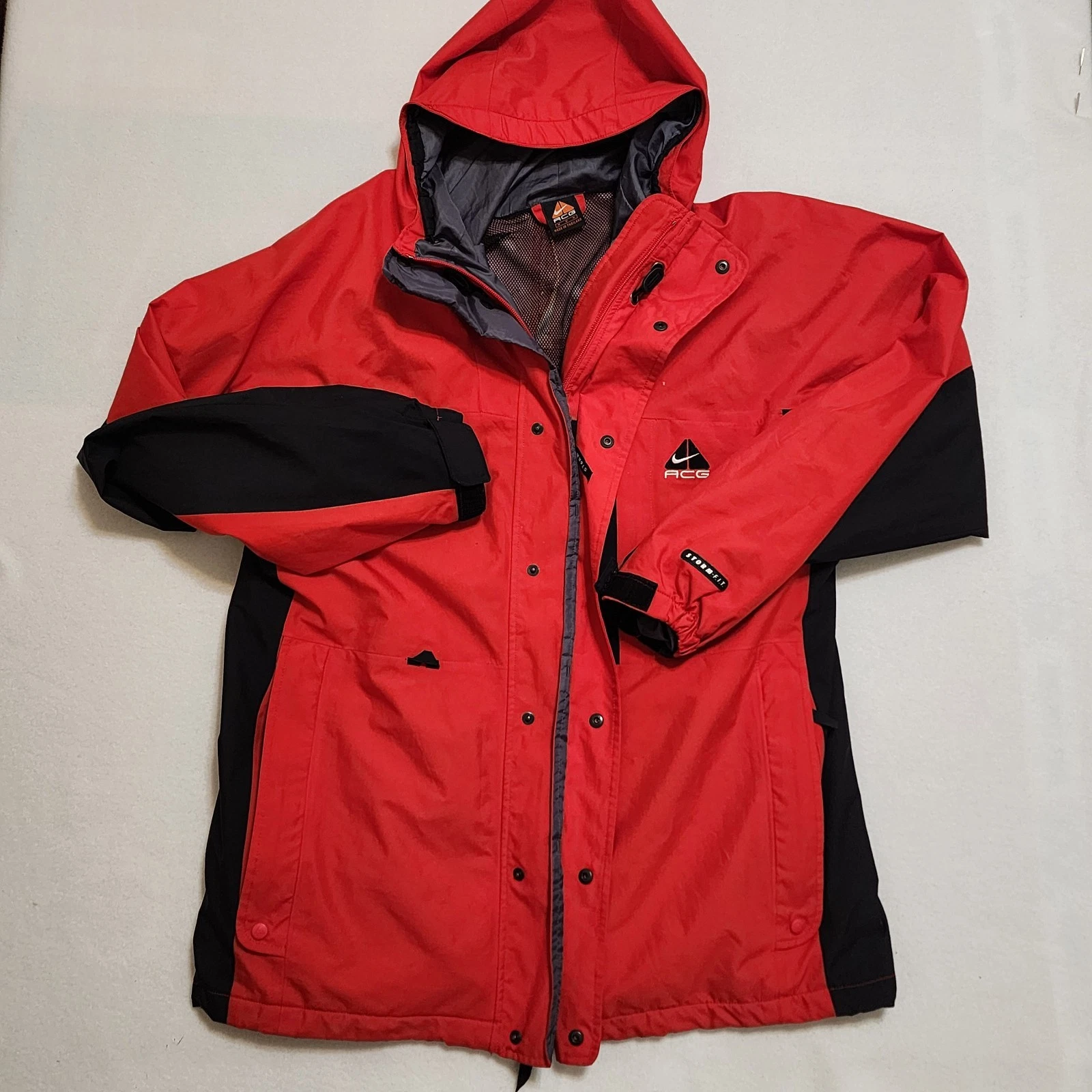 Nike ACG Storm-Fit Men's M Windbreaker Outer Layer Jacket Red/Black Vtg Med