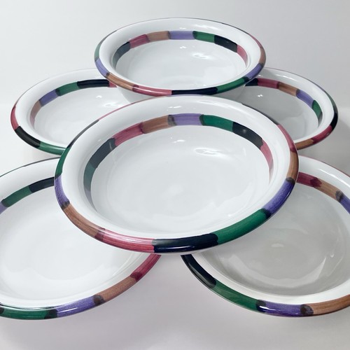 DERUTA CIRCO / 6 Handmade Rim Cereal Bowls / RARE Discontinued ITALIAN MAJOLICA