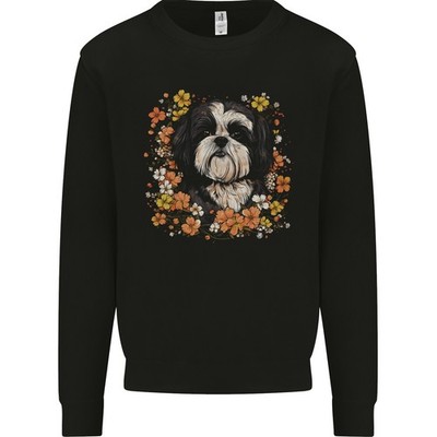 A Shih Tzu Hund Umgeben Von Blumen Kinder Sweatshirt Pullover