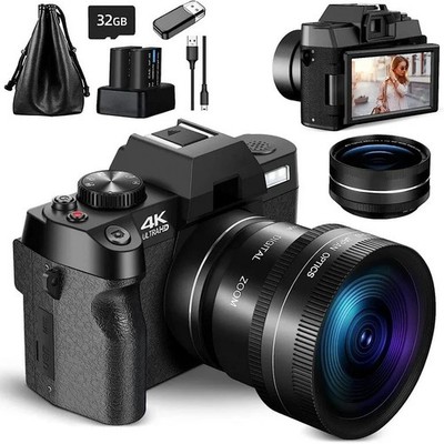 NBD S100 Digital Camera 4K 48MP 16X Anti-Shake Vlog Camera WiFi W/Battery 32GB