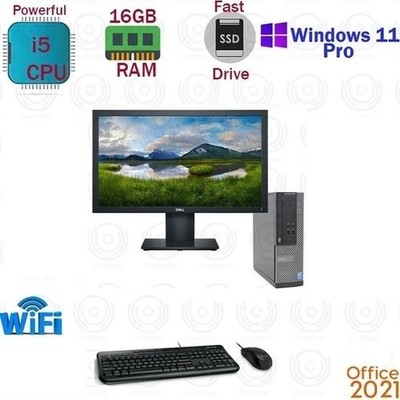 Windows 11 Dell i5 16GB RAM 500GB SSD 22'' LCD Desktop Computer PC Office21