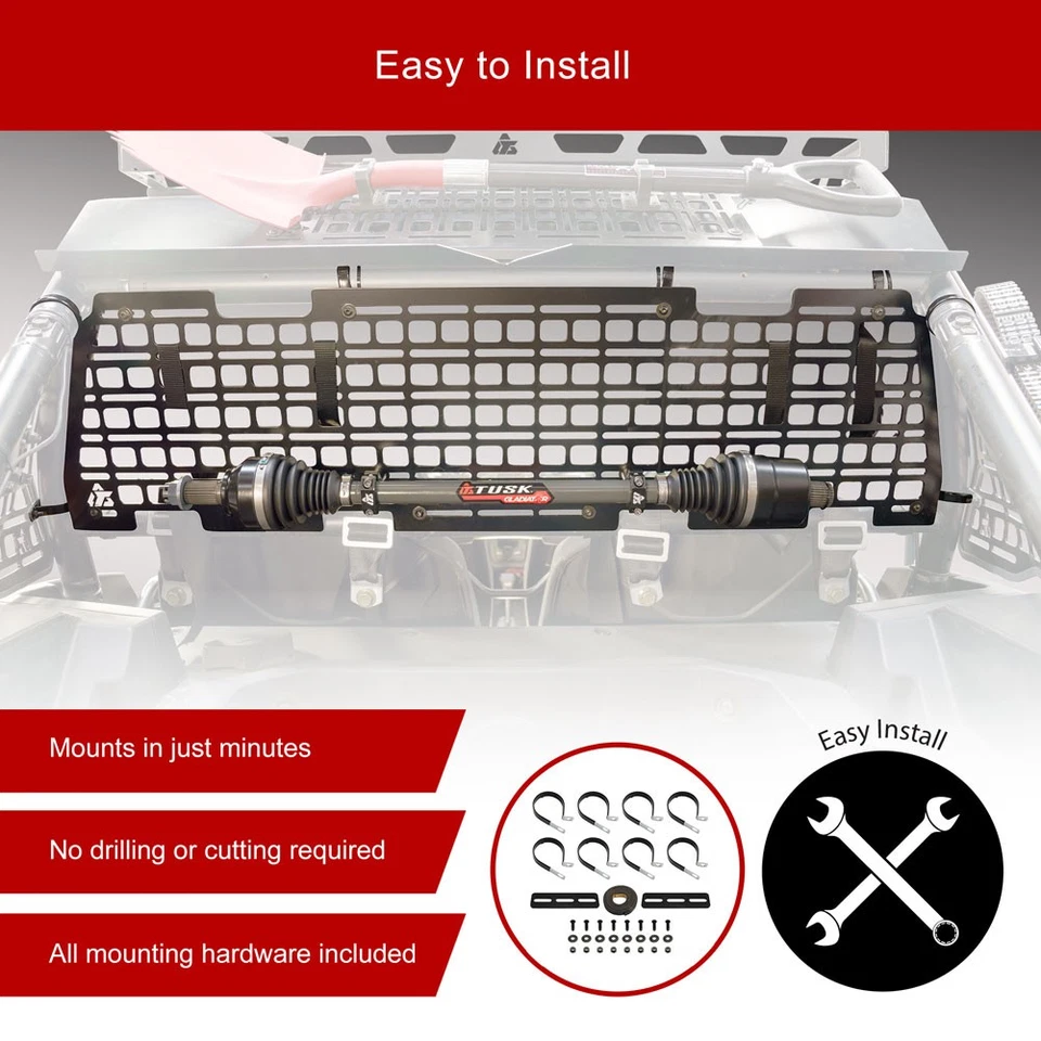 Tusk Aluminum MOLLE Panel Rear Window Rack for Polaris RZR XP 1000/4 1000 Foto 4 de 4