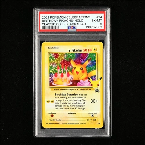 PSA 6 EX-MT 2021 Pokemon ENG Birthday Pikachu #24 Holo