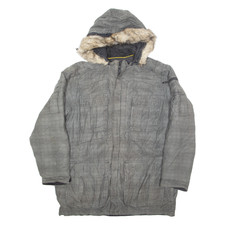 NAUTICA Herren Parka Mantel Grau Kapuze L