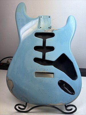 S Style Guitar Body SSS 2 Piece Alder Cover & Guard Teal Relic Nice Patina!