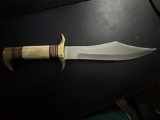 Chicaway Cutlery Large 16" Bone Handle Bowie Knife w/Leather Sheath