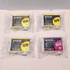 Epson 69 T0694 Yellow T0693 Magenta Ink Cartridges-Lot Of 4-Sealed-Expired-OEM