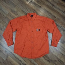 VTG Warner Bros Studio Store Taz Button Down Shirt Mens L Orange Embroidered 90s