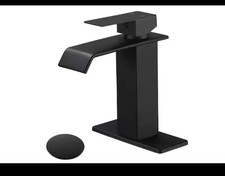 Single-Handle Low-Arc Single Hole Waterfall Bathroom Faucet in Matte Black