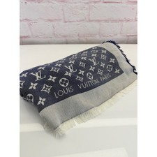 Louis Vuitton Monogram Denim Shine Shawl Wrap in Navy