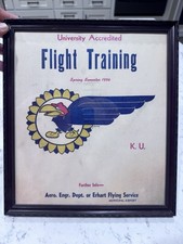 Vtg Ku Kansas University Accredited Jayhawks Flight Training 1954 Flyer Poster