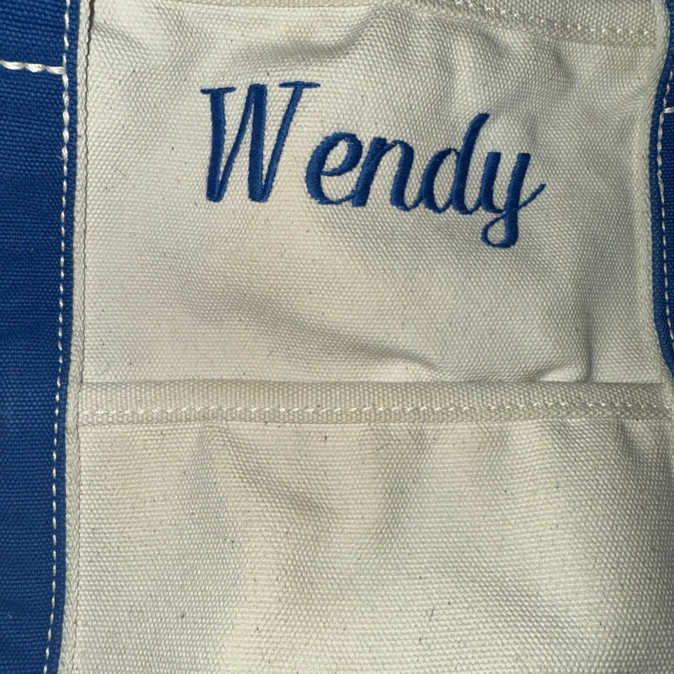 Bolso de hombro Lands End grande de lona con 5 bolsillos azul crema WENDY personalizado Foto 3 de 4