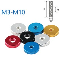 M3 - M6 Knurled Thumb Nuts Thin Type Through Hole Hand Grip Knobs Al Alloy Nut