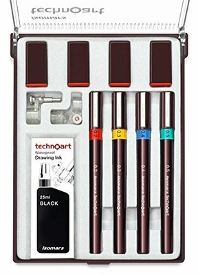 Isomars Fineliner Technische Zeichenstifte Ständer Wasserdicht Zeichentinte 4...