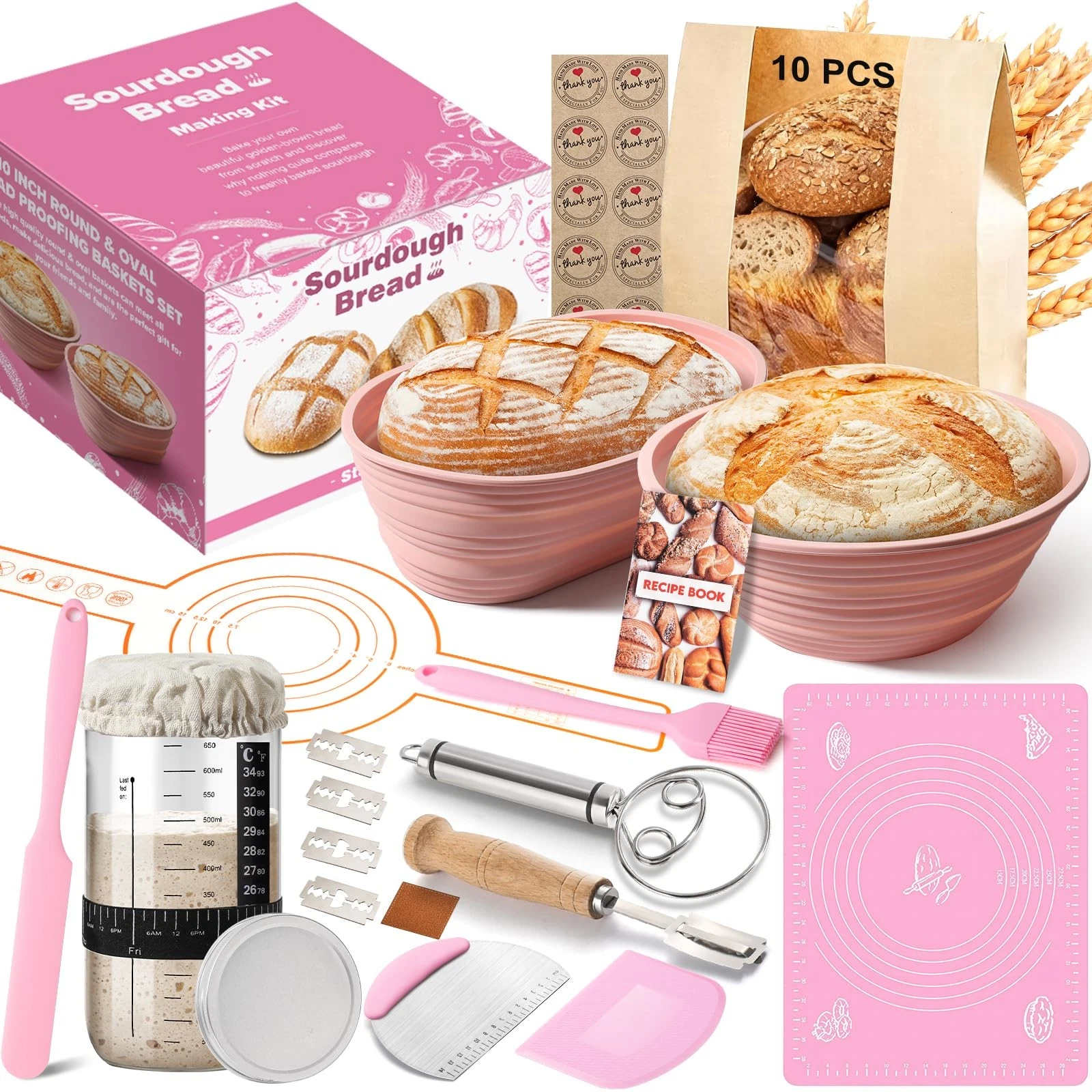 Sourdough Starter Kit, 15 Pcs Sour Dough Bread Baking Supplies for Beginners ...