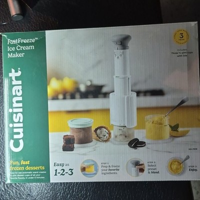 Cuisinart FastFreeze ICE-FD10 Electric Ice Cream Maker White 3 Cups Under 5 Min