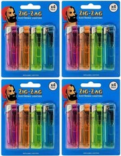 16 Zig Zag CLEAR  Electronic Lighters Refillable, 4 x 4 Pack, Free P&P, UK Stock
