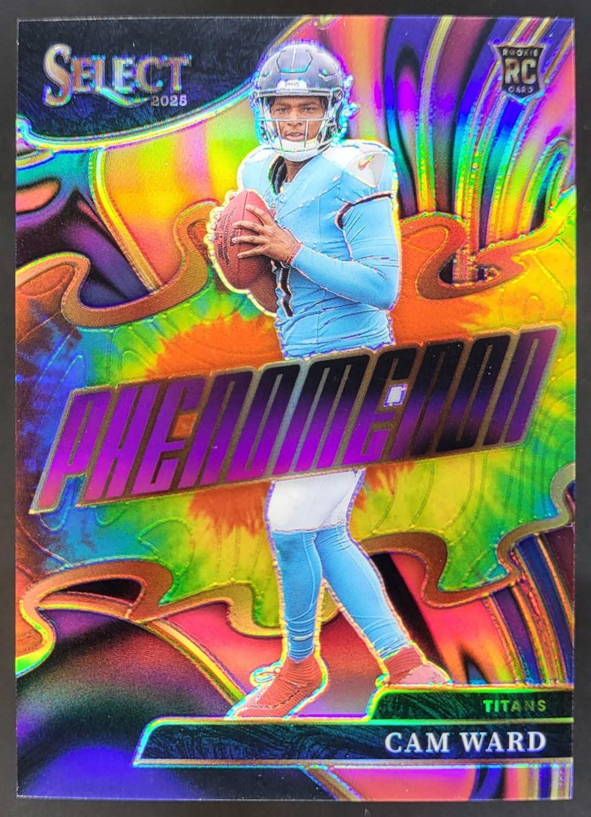 2025 Panini Select Cam Ward Phenomenon Tie-Dye Prizm /25 RC Titans RH