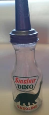 SINCLAIR 1 Qt. Glass Motor Oil Bottle w/ Tin Master Mfg. Co. Spout & Cap