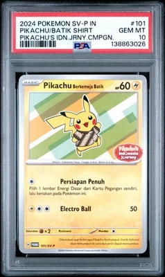 Pokémon SV-P: Pikachu Berkenjung Batik PSA 10 Pikachu Berkemeja Batik 155/SV-P Indonesia Journey Promo