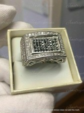 2.50Ct Round Lab Created Diamond Wedding Cluster Ring Men's 14K White Gold Over