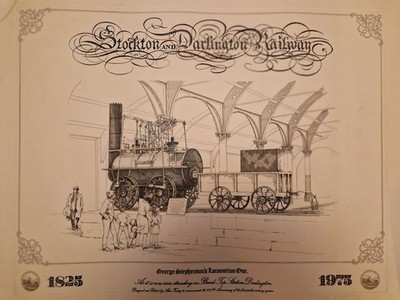 Eisenbahndruck Stockton and Darlington Railway George Stephensons Lokomotive eins