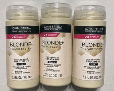 3 Pack John Frieda Blonde Repair System Pre-Shampoo Trtmnt Step 1  3.3 oz