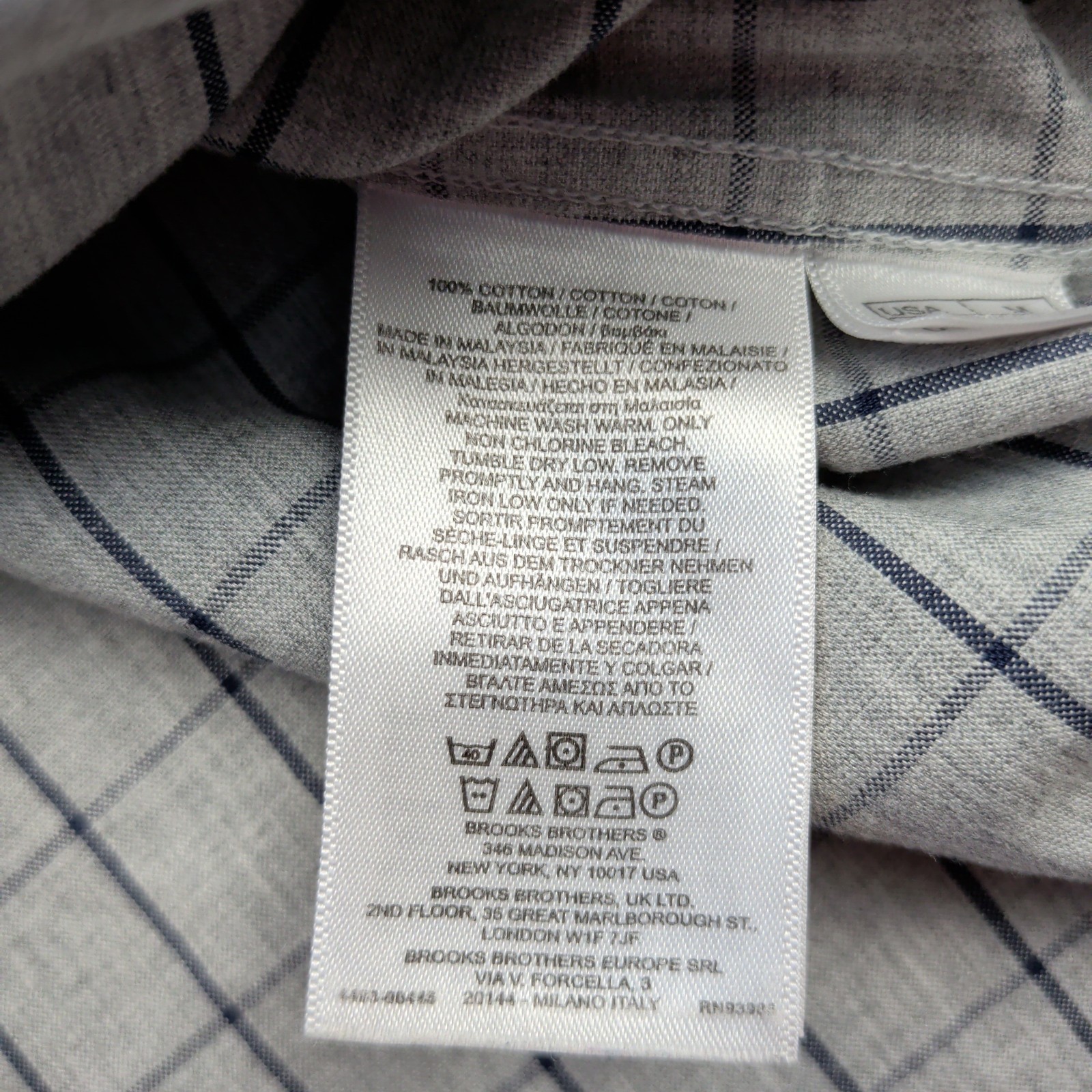 Brooks Brothers Regent Shirt Mens M Non-Iron Gray Blue Windowpane Long Sleeve thumbnail 4