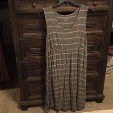 Liz Lange Maternity Gray & White Striped Scoop Neck Maxi Dress XL Long