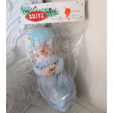 Vintage NOS Shiny Brite Blue Haired Christmas Angel Pixie Fairy Bendable Japan