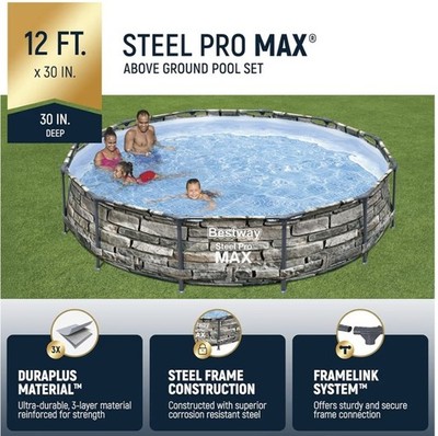 HEAVY DUTY Pro MAX 12' x 30'' Above Ground Pool Round Metal Frame WE SHIP OVERSEA