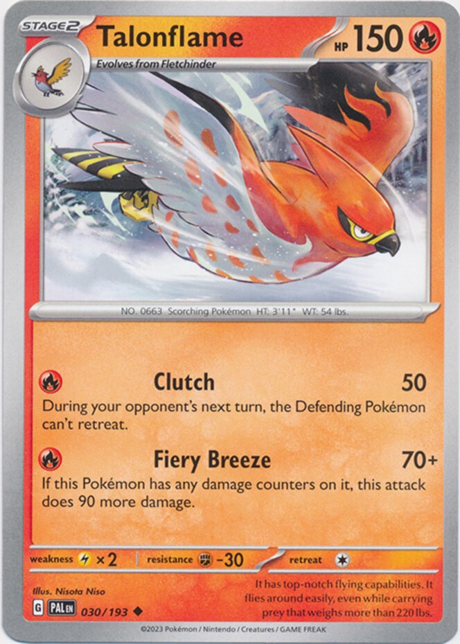 Talonflame - 030/193 - Uncommon (Near Mint) Paldea Evolved - Fire Pokémon
