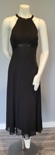 VINTAGE EVAN-PICONE Black Gown EveningDress Sheer Overskirt Beaded Accents S 8