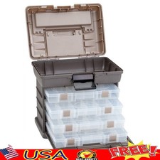 Fishing Tackle Box Drawer Storage W/ 4 Stowaway Utility Bait Cases Organizer New