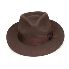 100 Wool Stiff and Snap Brim Felt Fedora Trilby Hat With Wide Band