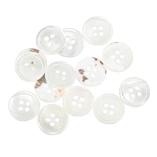 14 Pcs Natural Shell Button, 4 Hole 15mm Mother of Pearl Button, White/Red