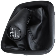 BMW 5er E34 87-96 Schaltknauf aus schwarzem Öko-Leder + Schaltmanschette mit Rah