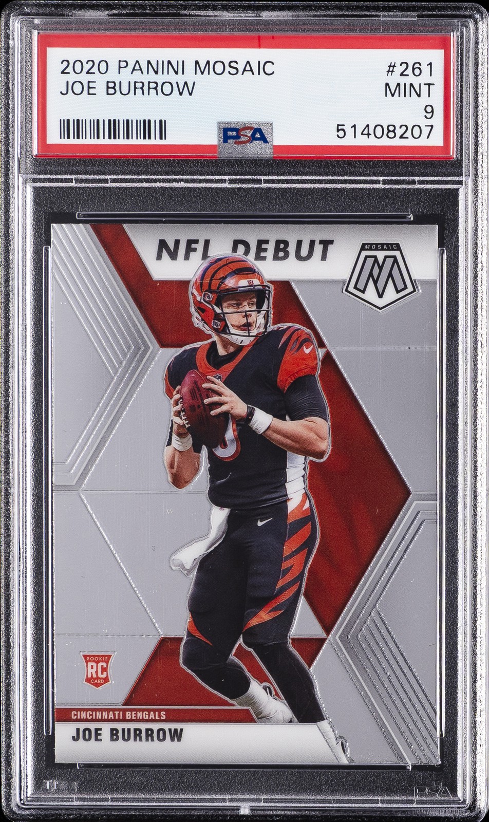 2020 PANINI MOSAIC #261 JOE BURROW ROOKIE RC PSA 9 view 1