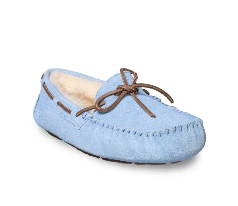 ZAPATOS PARA MUJER UGG DAKOTA WHISPER MOCASINES DE GAMUZA AZUL PIEL DE OVEJA TALLA US 12/UK 10 Foto 4 de 4