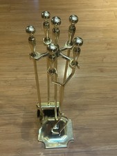 Vintage Five (5) Piece Iron Hollywood Regency Fireplace Tool Set w/ Stand 31"