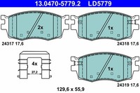 Vorderachse ATE 13.0470-5779.2 Bremsbelagsatz, Scheibenbremse FüR Hyundai,Kia