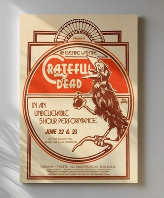 Grateful Dead 1974 Miami Vintage Concert Poster - Rick Griffin